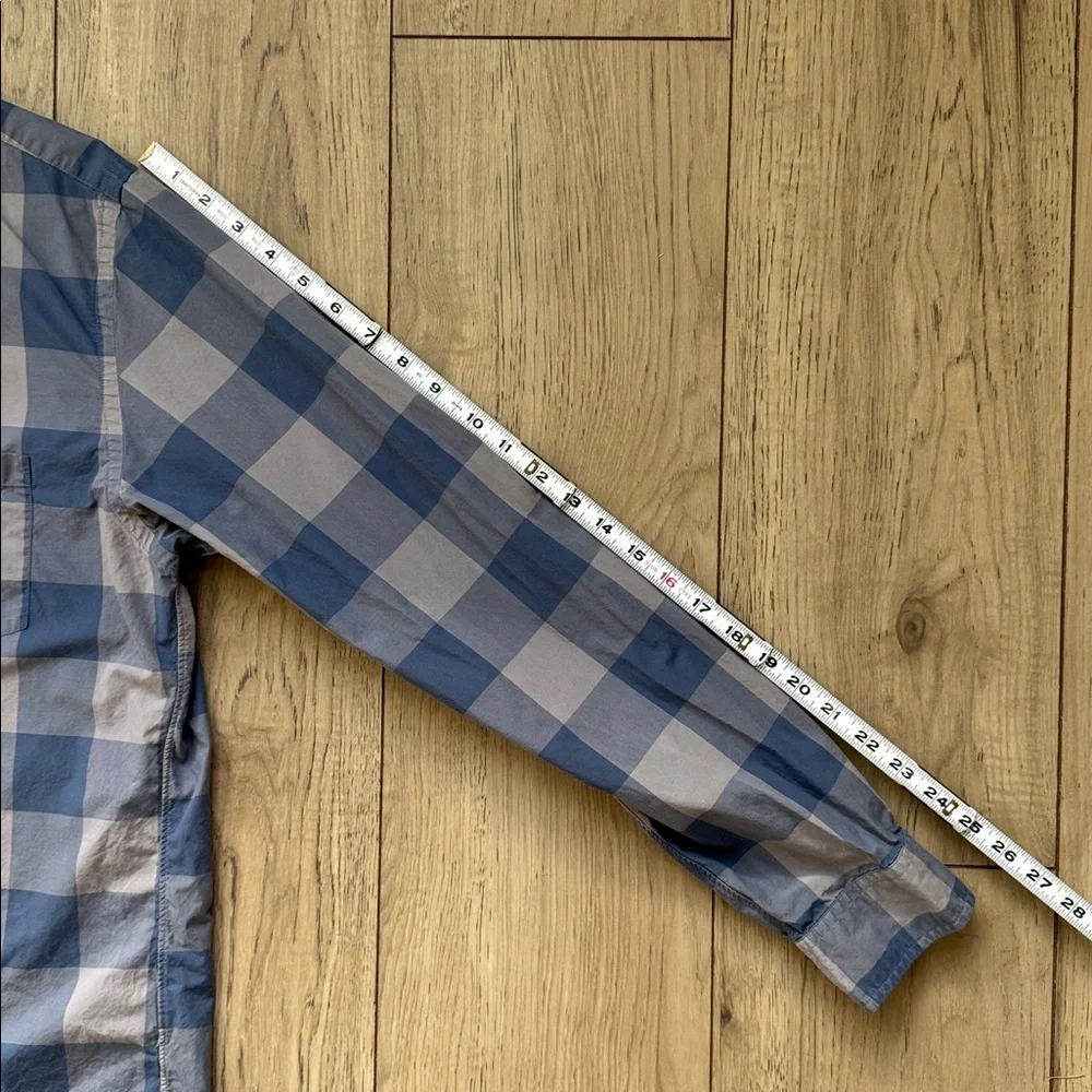 J Crew Tailored Fit Blue Plaid Button Down Shirt Men Large Cotton Preppy Casual